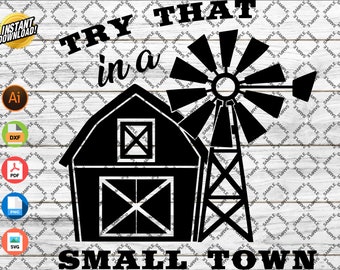 Small Town Windmill and Barn Scene SVG, CNC Laser Cut Files (Digital Download)