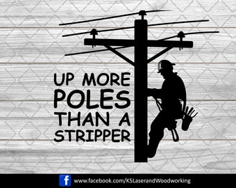 Electrician Lineman Power Pole SVG DXF PNG – Funny Design (Digital Download)