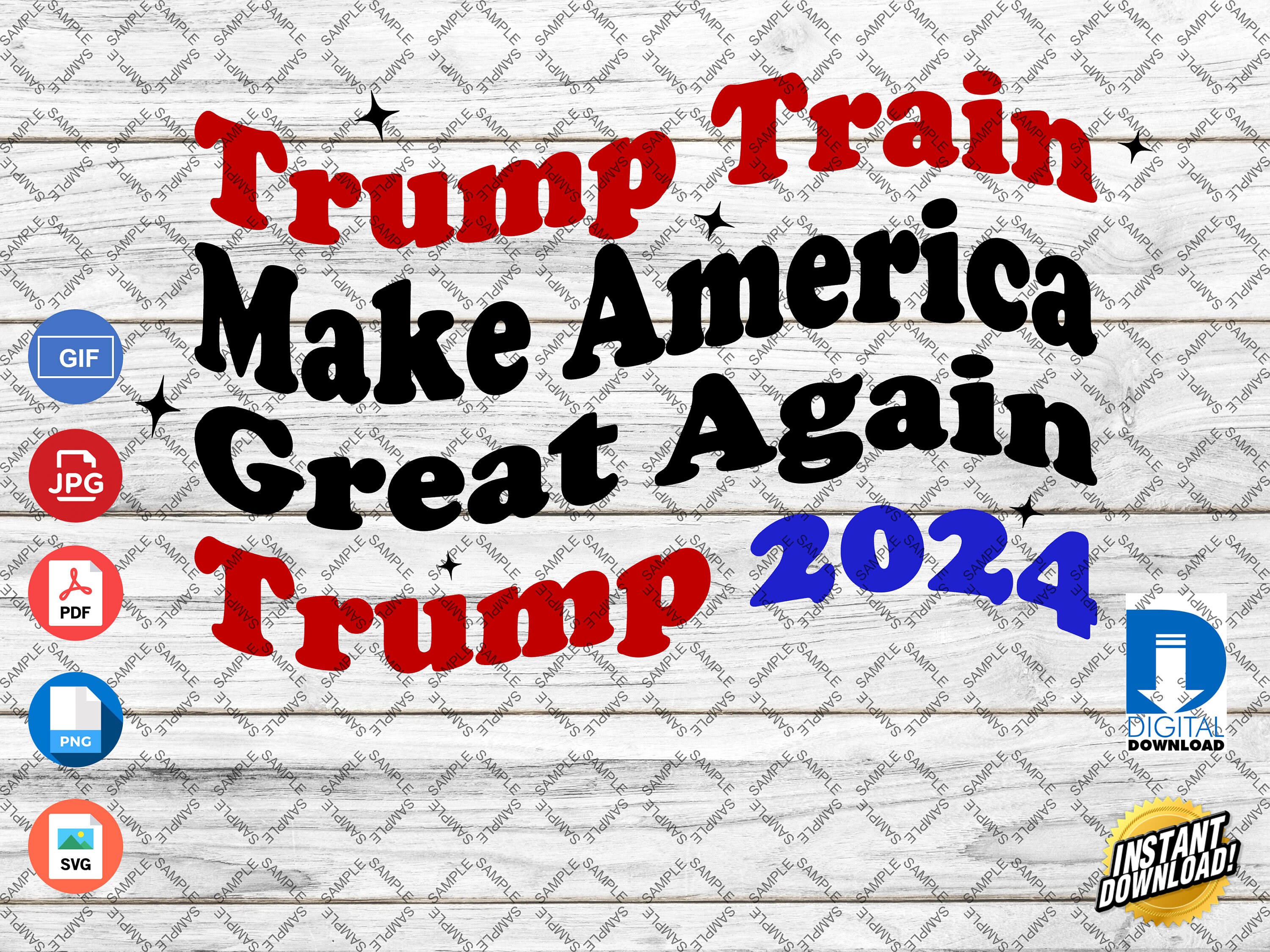 Donald J Trump Train 2024 24 in Wavy / Curvy Letters Digital Print Cut  Files Cricut Silhouette Machines .gif .jpg .pdf .png .svg - Etsy Canada