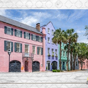 Rainbow Row in Charleston, SC Watercolor Portrayed Painted Print - Digital Download - (.gif .jpg .pdf .png .svg)