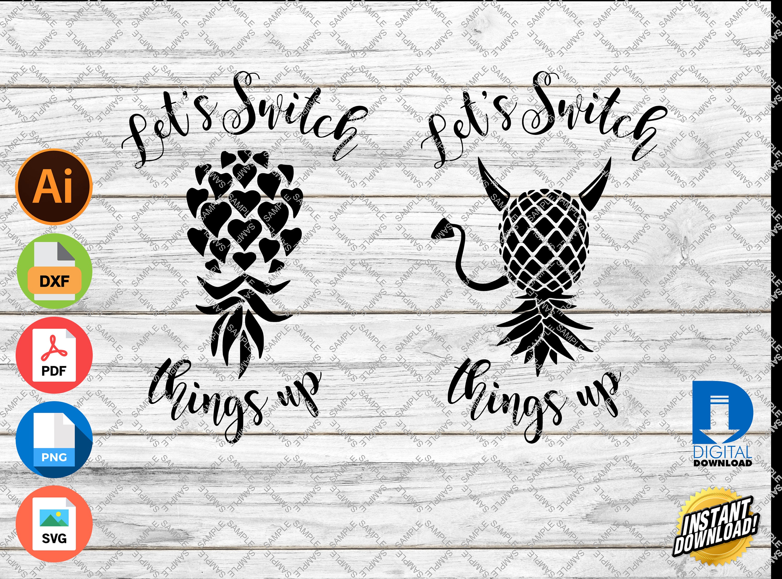 Upside Down Pineapple Swinger, CNC Cricut Cut Files (digital Download