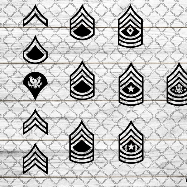 US Army - Rank Insignia Package print / cut files for CNC, Cricut, Silhouette, Glowforge, Laser machine (.dxf  .pdf .png  .svg)