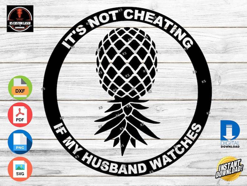 Upside Down Swinger Pineapple It's Not Cheating Husband Etsy