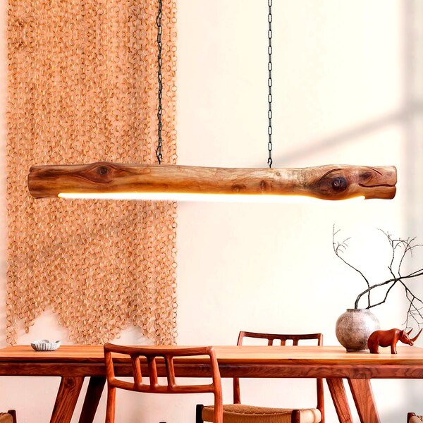 Suspension Luminaire en Bois Flotté, Luminaire Rustique, Lumière de Table à Manger, Suspension en Bois, Éclairage Boho