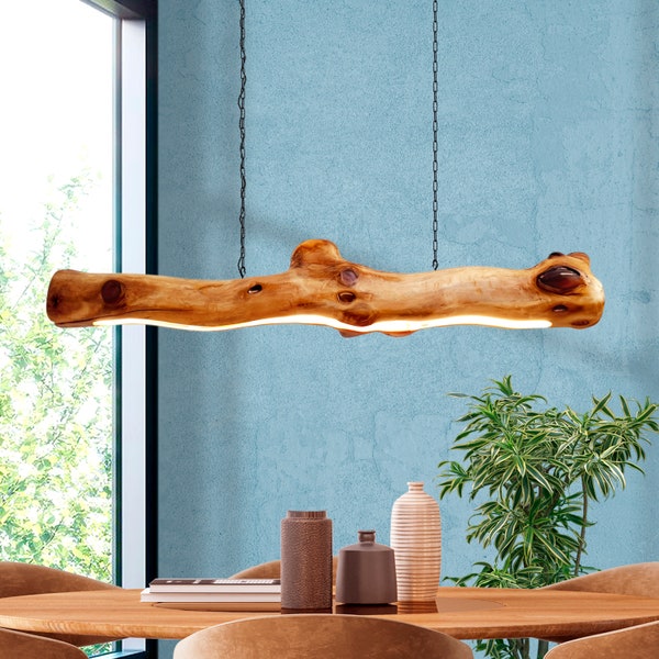 Suspension Luminaire en Bois Flotté, Luminaire Rustique, Lumière de Table à Manger, Suspension en Bois, Éclairage Boho