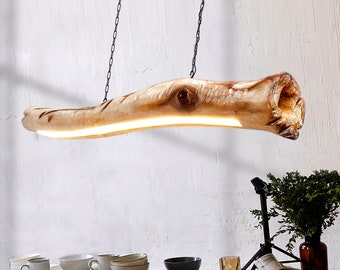 Drijfhout kroonluchter, rustieke verlichtingsarmatuur, boerderij plafondlamp, eettafel licht, houten hanglamp, Boho verlichting