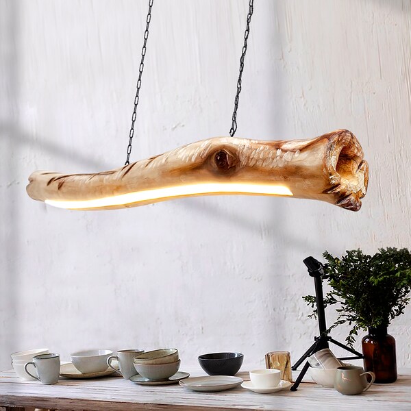 Suspension Luminaire en Bois Flotté, Luminaire Rustique, Lumière de Table à Manger, Suspension en Bois, Éclairage Boho, Suspension Rustique