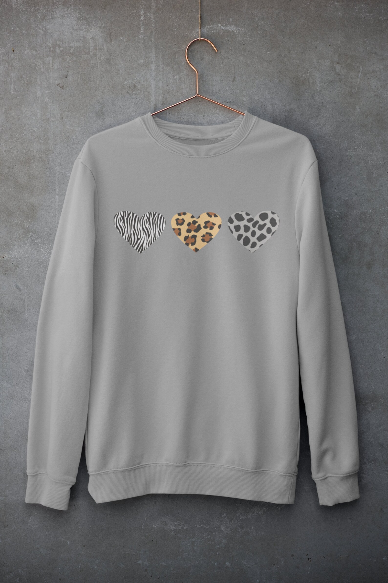 Womens Animal print hearts sweatshirt custom made leopard Etsy