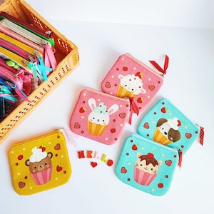 KinderGeldbörse, Mini-Größe Beutel, Süße Haustier Cupcake Thema Make-up-Tasche