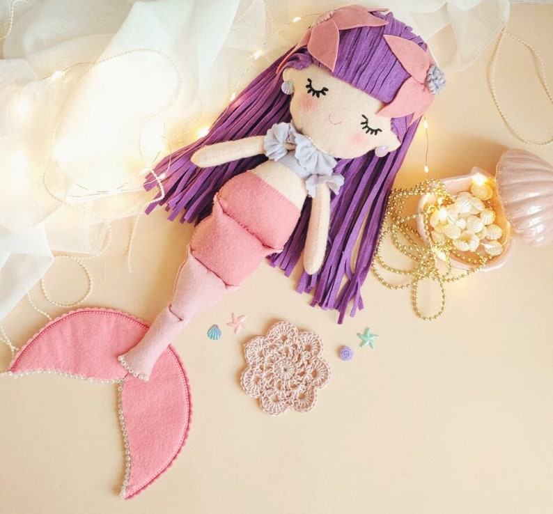 Iris Articulated Felt Mermaid Doll for Children image 1