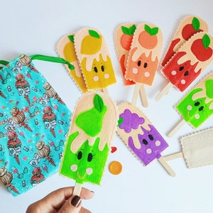 Jeu memory  en feutrine et pour enfants - Thème Popsicles