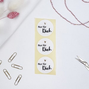 Aufkleber Sticker "Nur für Dich" und Herz mit Goldfolie veredelt