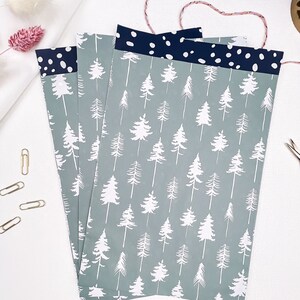 Geschenktüten Lovely Trees mint/blau Papiertüten Geschenkverpackung Flatbag Papierbeutel Weihnachten Adventskalendertüten
