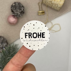 Sticker "Frohe Weihnachten" Aufkleber Geschenk Weihnachten Goldfolie Konfetti