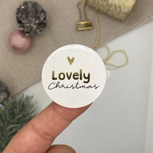Sticker "Lovely Christmas" Aufkleber Geschenk Weihnachten Goldfolie Herz