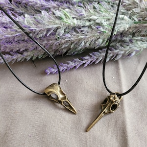 Bronze Raven Skull Plague Necklace