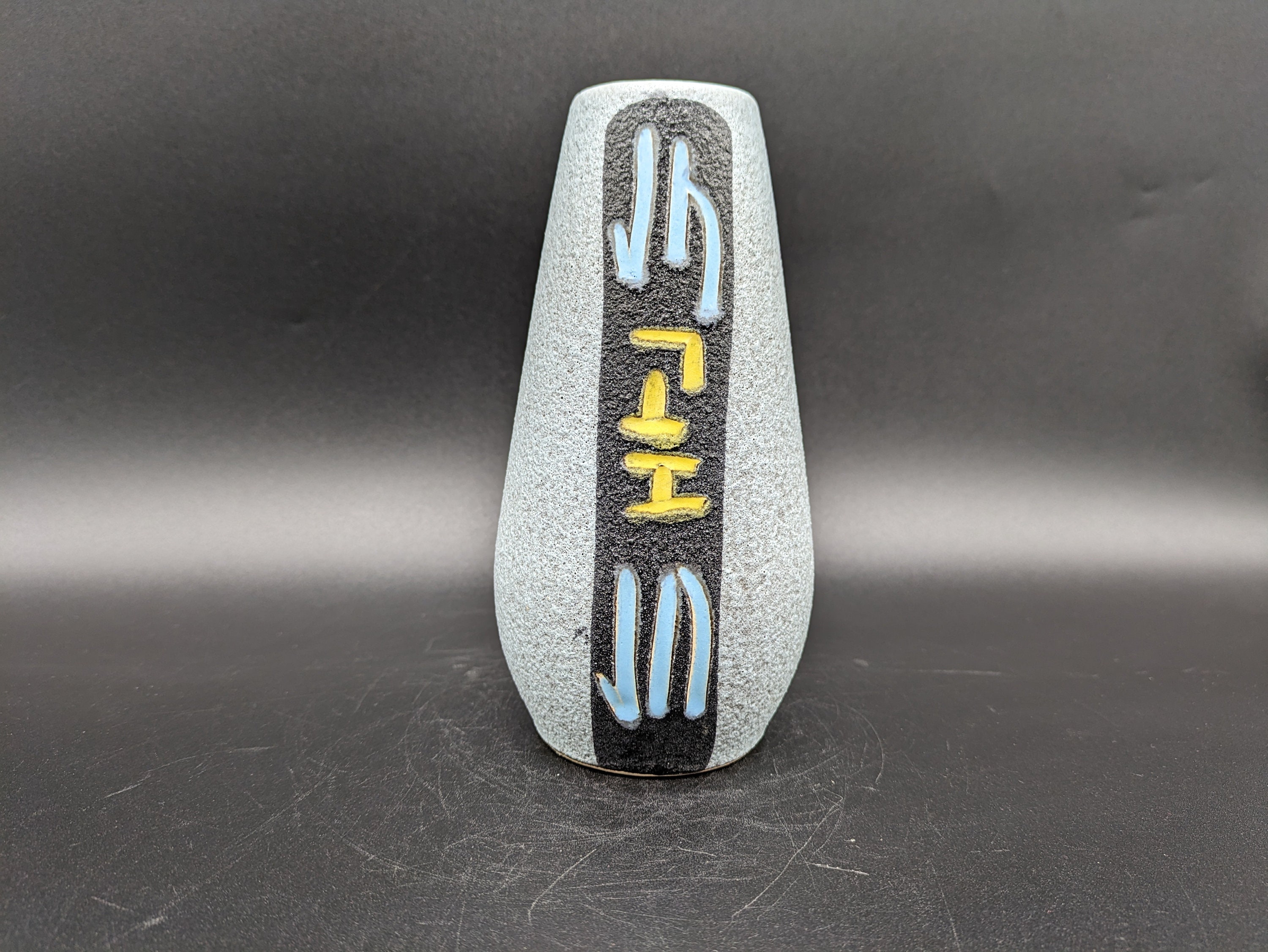 Scheurich 529 18 Vase Ceramic Grey Black Blue Yellow West German