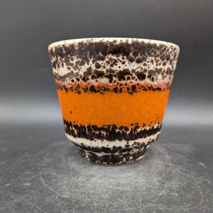 Uebelacker Ü Keramik Übertopf Cachepot planter orange braun Keramik ceramics west german pottery design 60s 60er 70s 70er vintage vtg