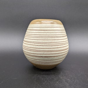 VEB Haldensleben 3190 A Vase Ceramic white brown beige east german pottery GDR design 70s 70s vintage DDR egp fat lava era