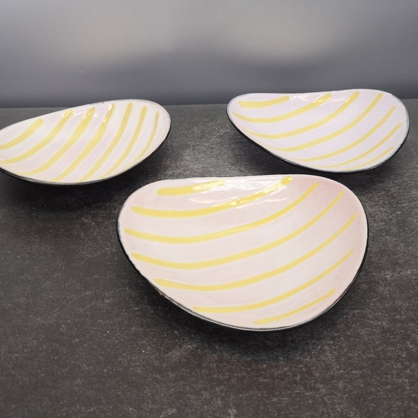 3x van Daalen 424/10 bowl ceramic ceramic white white yellow yellow west german pottery design 50s 50s 60s 60s vintage vtg