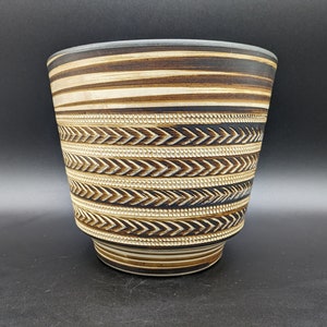 XL Dümler Breiden 700/24 Ceramic Cachepot Planter Brown Beige Ceramics West German Pottery Design 60s 70s Vintage VTG