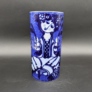 Rosenthal Studio Line Vase Porcelain cobalt blue white Björn Wiinblad design 70s 70s vintage