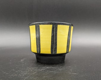 Strehla planter cachepot planter pot mini ceramic ceramics black yellow east german pottery design EGP 60s 60s 70s 70s vintage GDR vtg