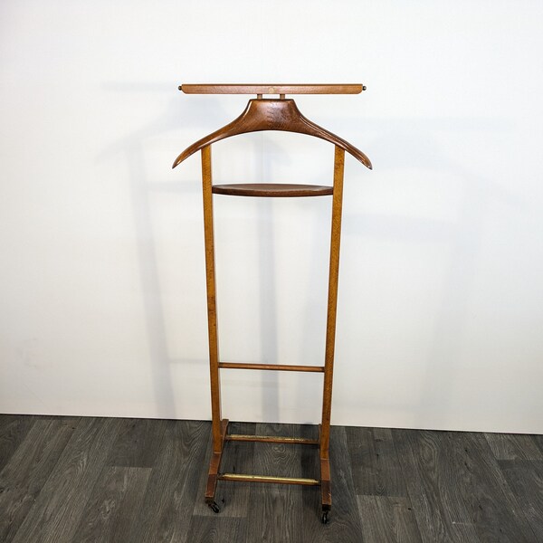 Fratelli Reguitti valet stand clothes rack wood mid century mcm Italy design 60s 60s vintage vtg marked