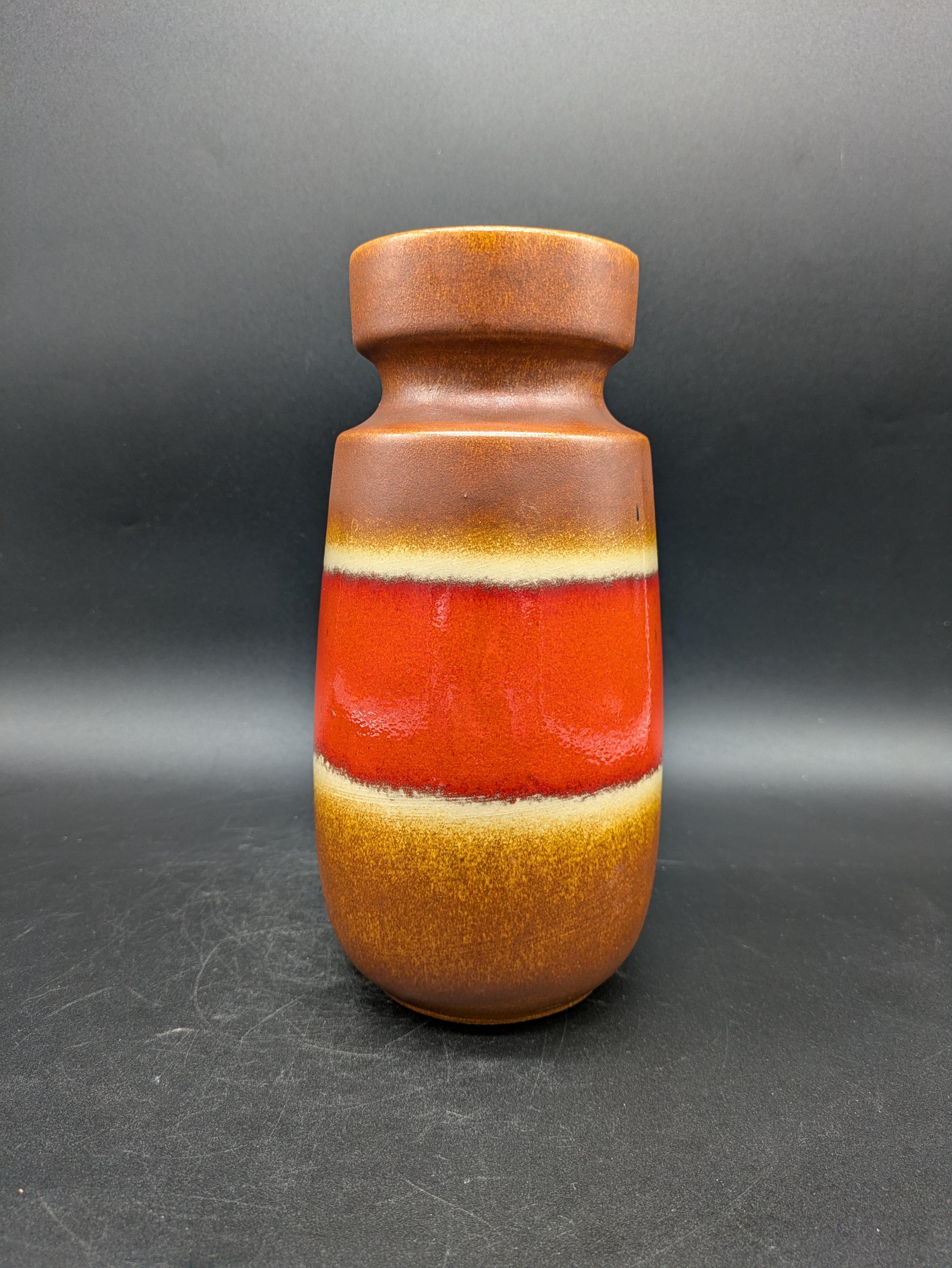 シューリッヒ 242-22 花瓶 陶器 陶器 ブラウン レッド 西ドイツ陶器