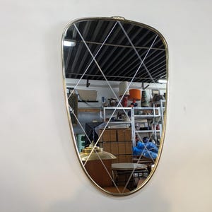 Lenz Lenzgold mirror kidney mirror hall mirror 532 brass mid century diamonds polished design 60s 60s 50s 50s vintage vtg