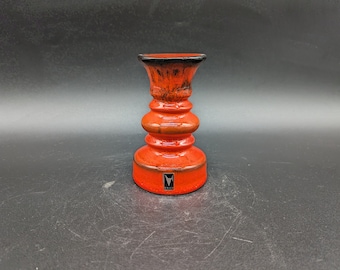 Gallo candlestick ceramic vase candle holder red Villeroy & Boch ceramic pottery design 70s 70s vintage