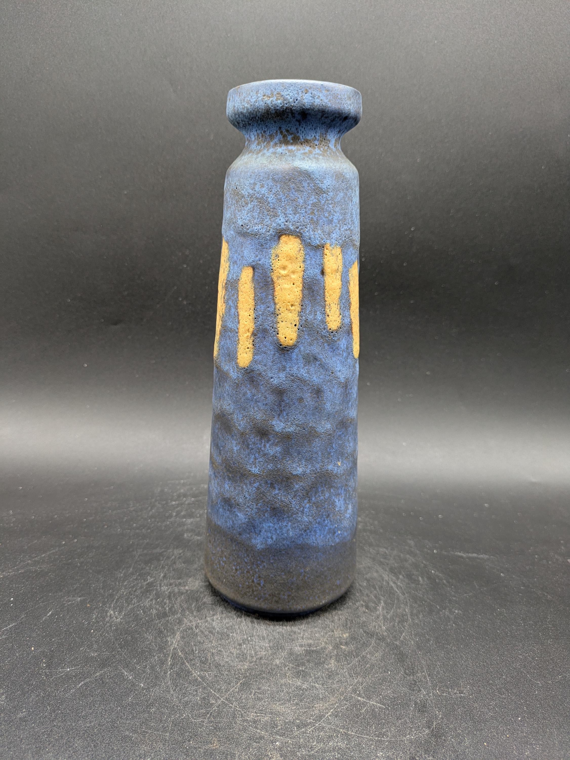 Ruscha 848/1 花瓶 セラミック ブルー ベージュ 西ドイツ陶器 ファット