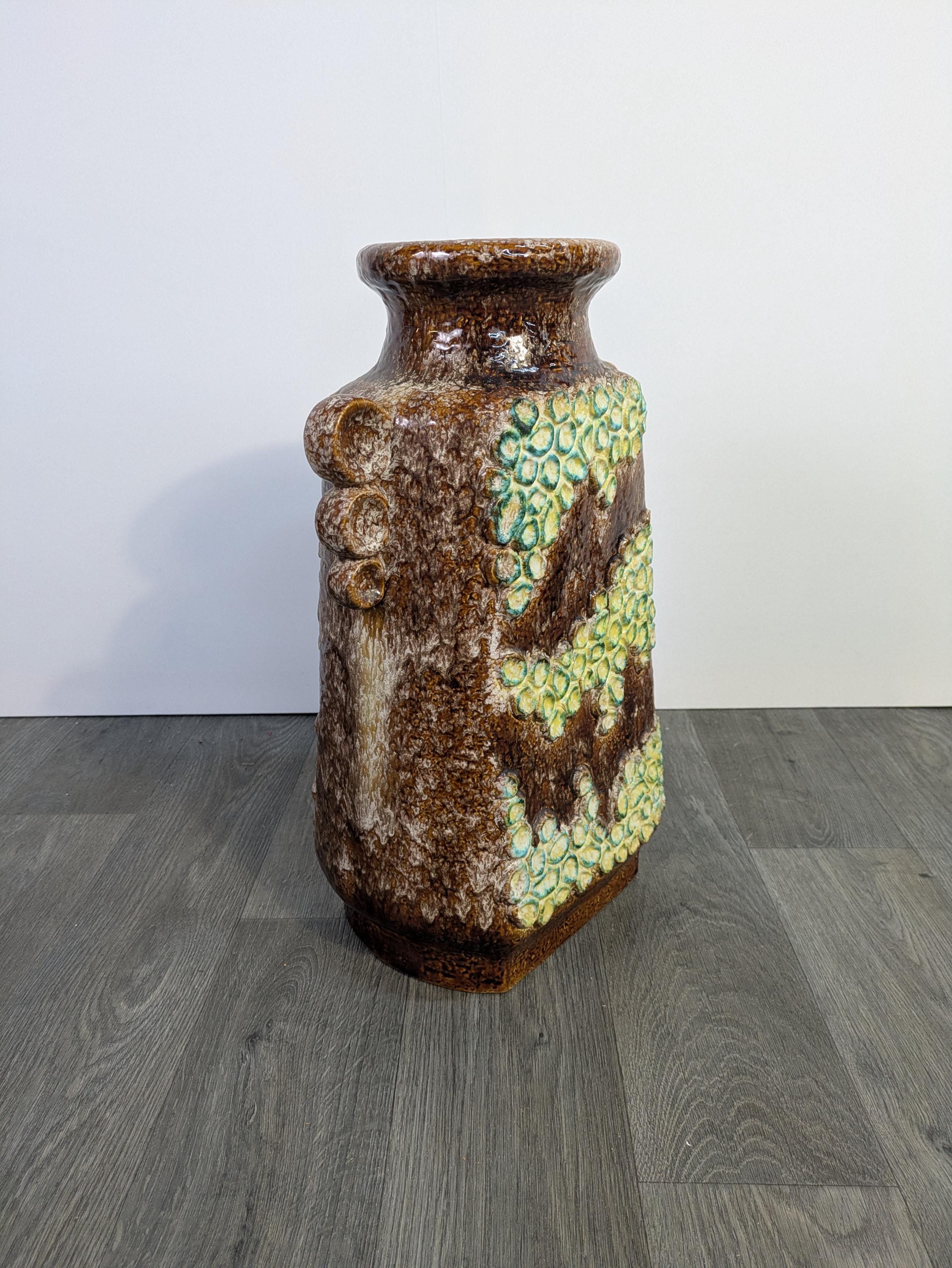 XXL Dümler & Breiden Relief 619/50 Vase Ceramic Green Brown Decor
