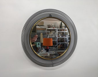 Mirror hallway mirror perforated metal wire mesh black mirror brass mid century modern design 50s 50s 60s 60s vintage vtg rockabilly