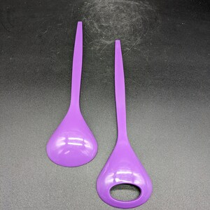 Kayser Salatbesteck salad servers Kunststoff plastic lila space age design 70s 70er vintage vtg Italy Bild 3