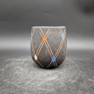 Steuler Vase Keramik Dekor Confetti schwarz bunt mid century german pottery design 50s 50er 60s 60er