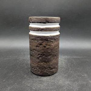VEB Haldensleben 3088 C Vase Ceramic black white East German pottery GDR design 70s 70s vintage DDR egp fat lava era