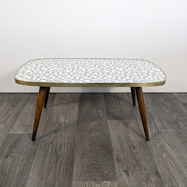 Flower stool kidney table side table 4 legs grey white mosaic mid century design design 70s 70s vintage vtg mcm