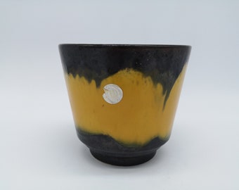 Uebelacker Ü ceramic planter cachepot planter yellow black ceramic ceramics west german pottery design 60s 60s 70s 70s vintage vtg