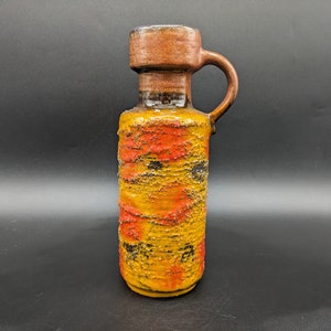 Carstens Tönnieshof 7605-25 Vase Ceramic orange yellow ceramic fat lava era west german pottery design 60s 60s70s 70s vintage