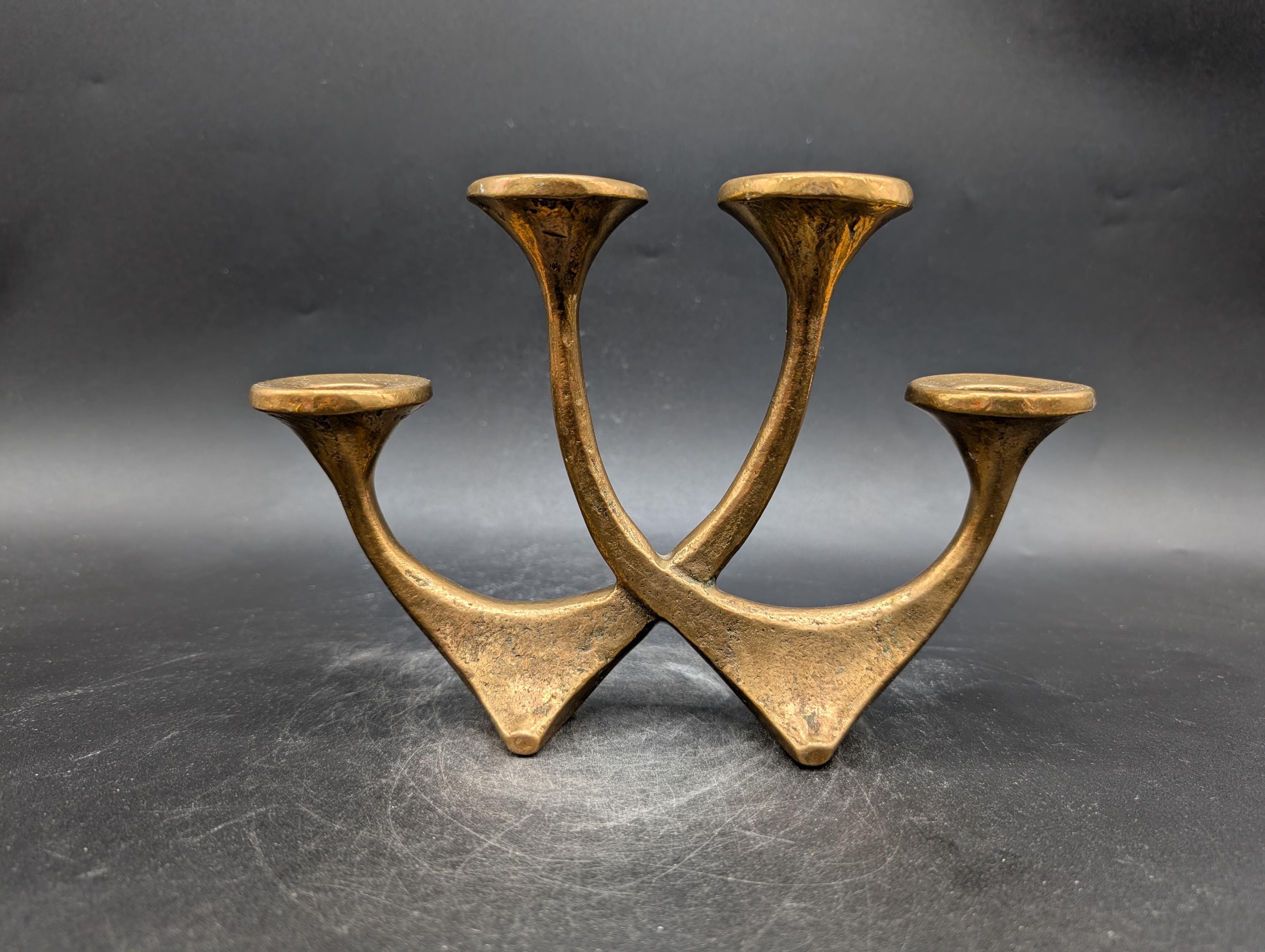 new design works 燭台 真鍮 Harjes Candle Holder 4-armed Bronze Brutalist Mid-century Modern