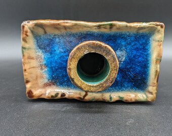 ゲーベル VV 30 2 花瓶 セラミック ブラウン ブルー スクエア W.Goebel