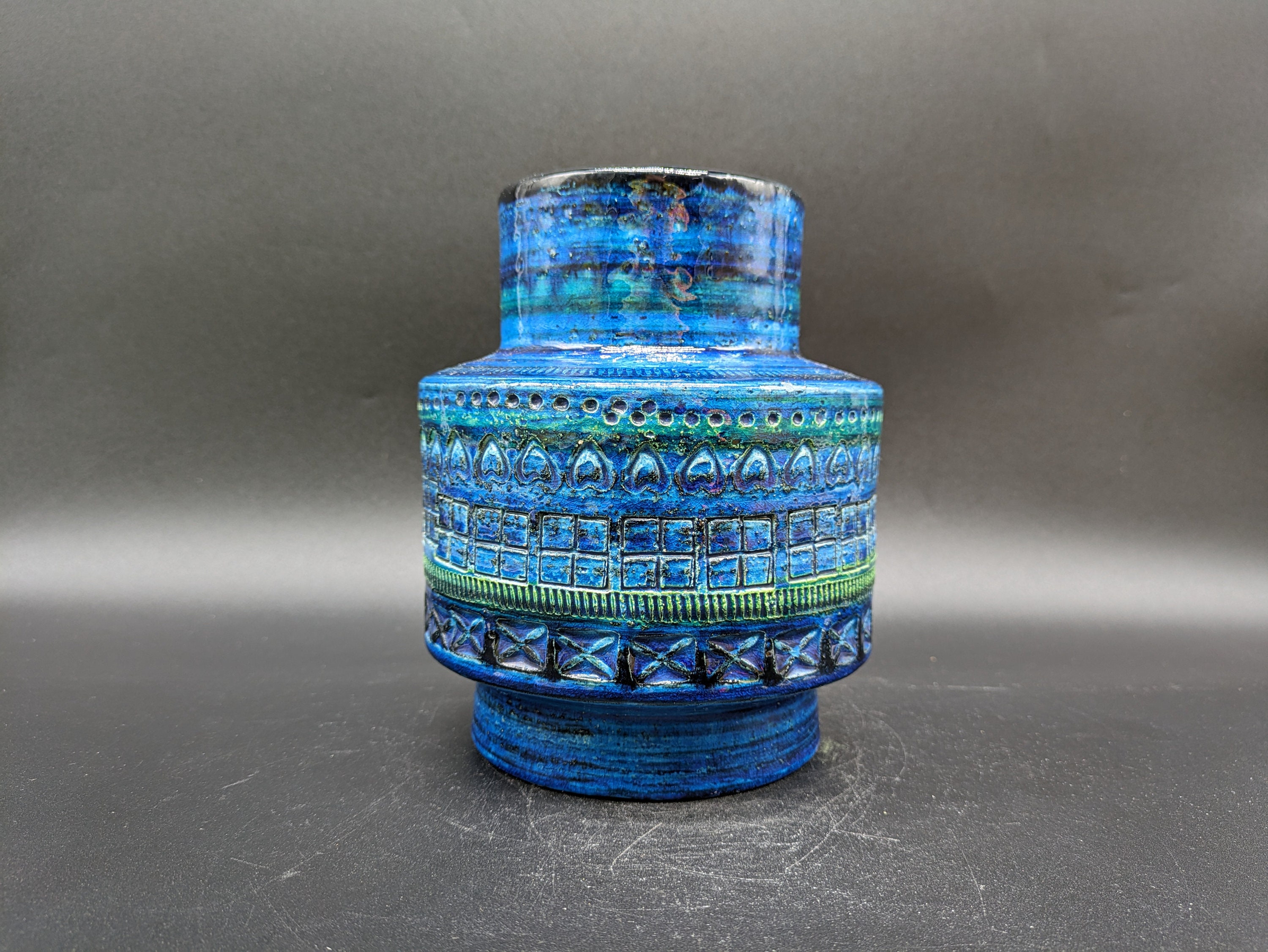 Bitossi 712 Vase Ceramic Ceramics Rimini Blue Italy Pottery Aldo