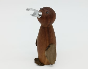 Teak Pinguin Flaschenöffner Kapselheber bottle opener Figur figure danish design 60s 60er 70s 70er vintage vtg