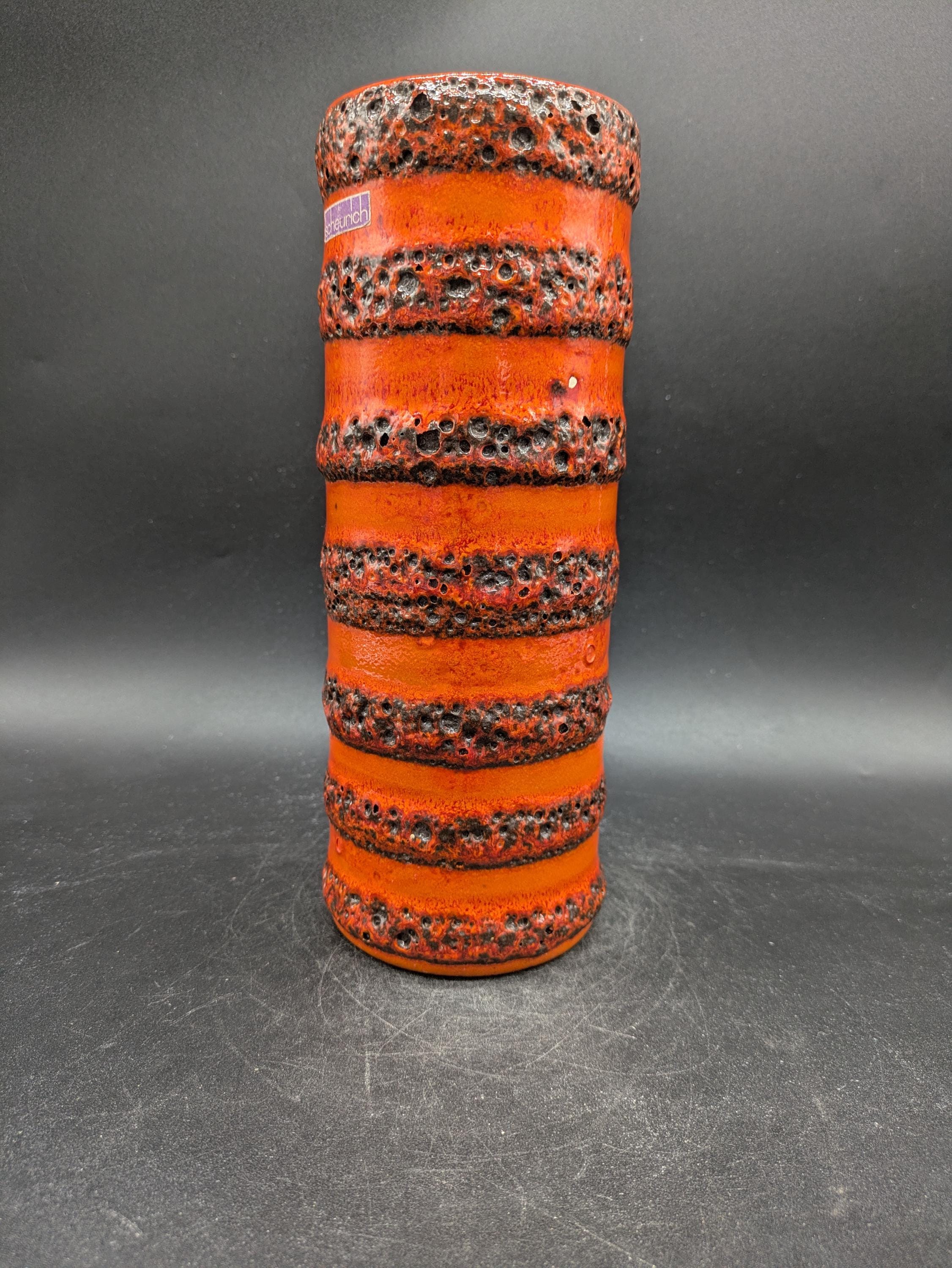 Scheurich 203-26 Vase Ceramic Ceramics Orange Brown Fat Lava West
