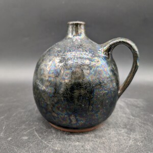 Studiokeramik M. Laach Vase Keramik Kristallglasur irisierend signiert studio art pottery german pottery design 60s 60er vintage
