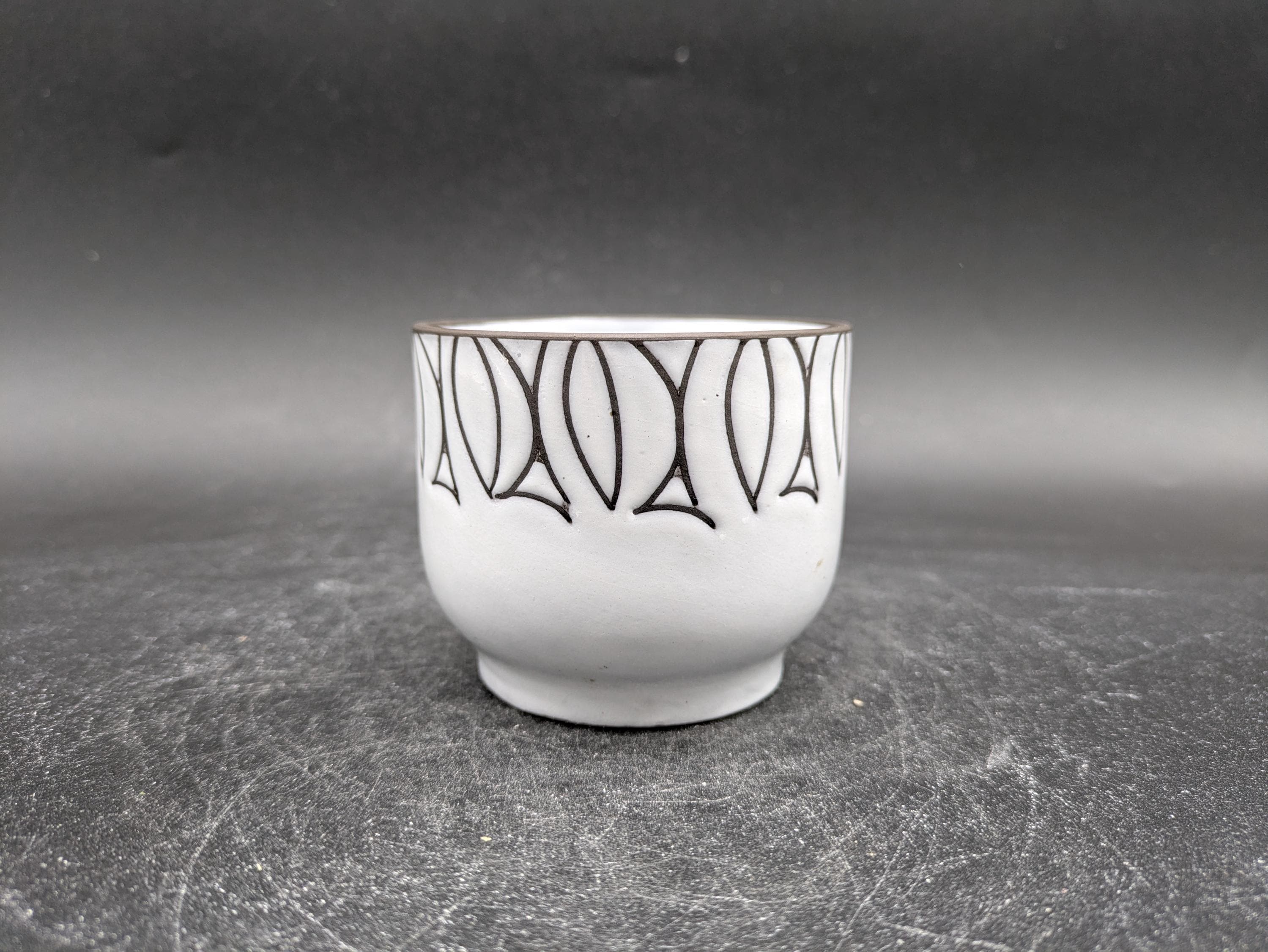 BKW Böttger ceramic planter mini planter pot cachepot ceramic black white west german pottery design 50s 50s 60s 60s wgp vintage #22