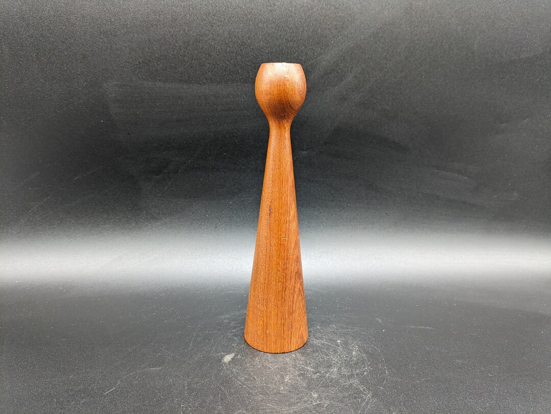 Teak Candlestick Candle Holder Marked Mid Century Danish Design 60s 60s ...