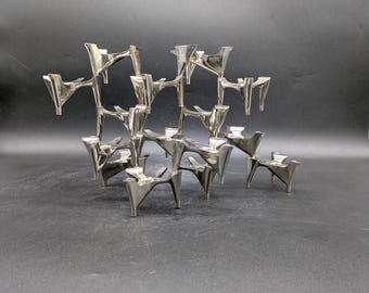 1von15 Hammonia Motard candlestick candle holder stainless steel metal mid century modern design 60s 60s 70s 70s vintage vtg