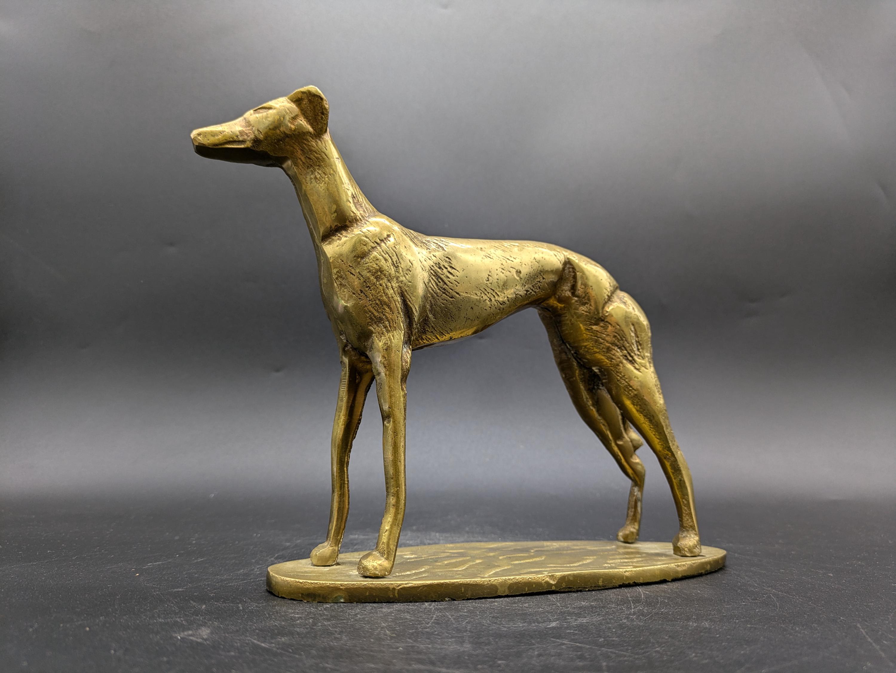 グレイハウンド 犬 置物 真鍮 2.2kg ミッドセンチュリーデザイン 50s